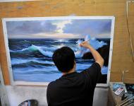 25这位画师在拨弄他的浪潮……这些画虽说没什么太大的收藏价值，但至少有这么些人在为之付出，还是值得大家去驻足欣赏的