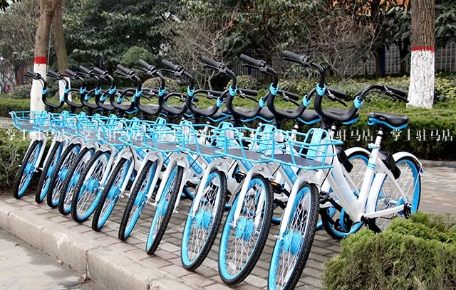 昨晚一夜之间，驻马店街头出现了众多蓝色的共享单车...
