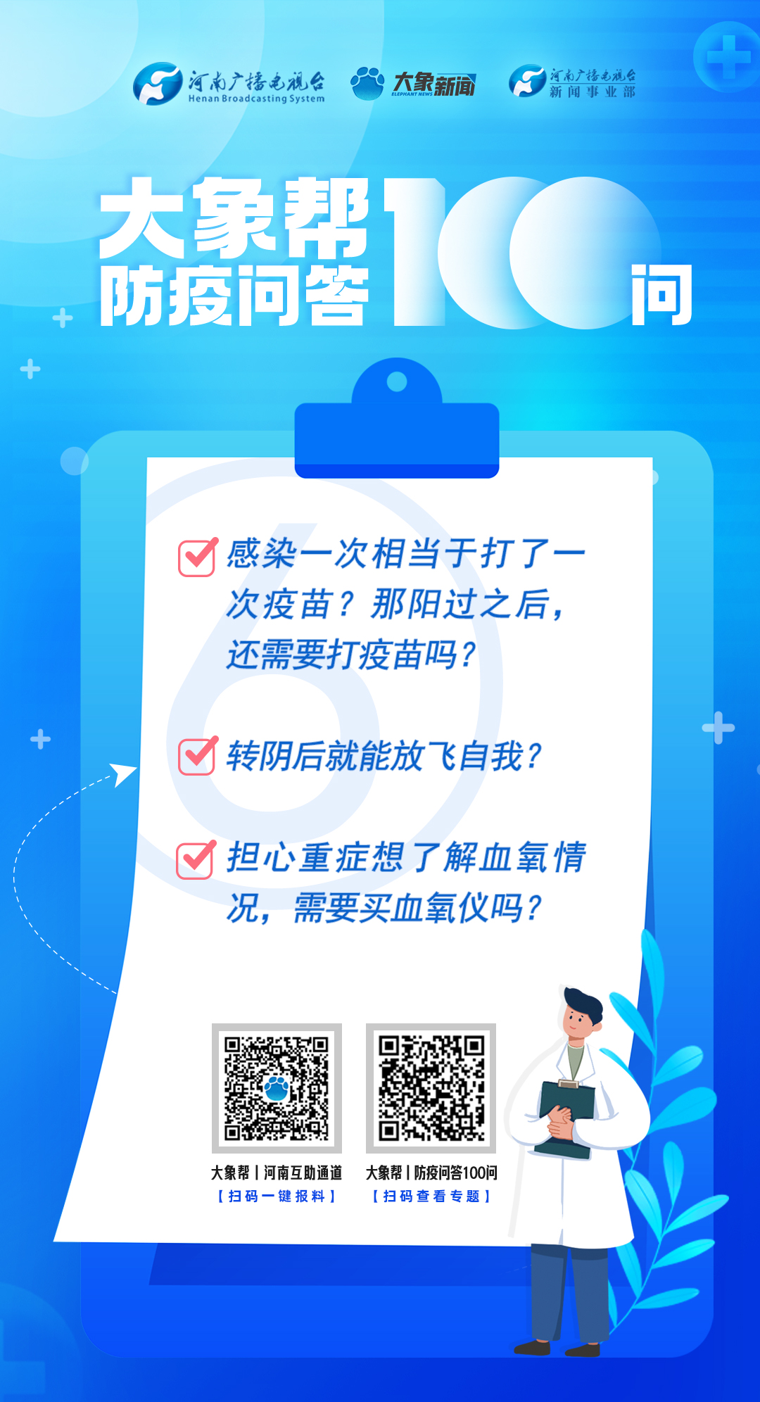 “大象帮·防疫问答”⑥“转阴后就能放飞自我?”“担心重 症,没买血氧仪咋办?”答复来了