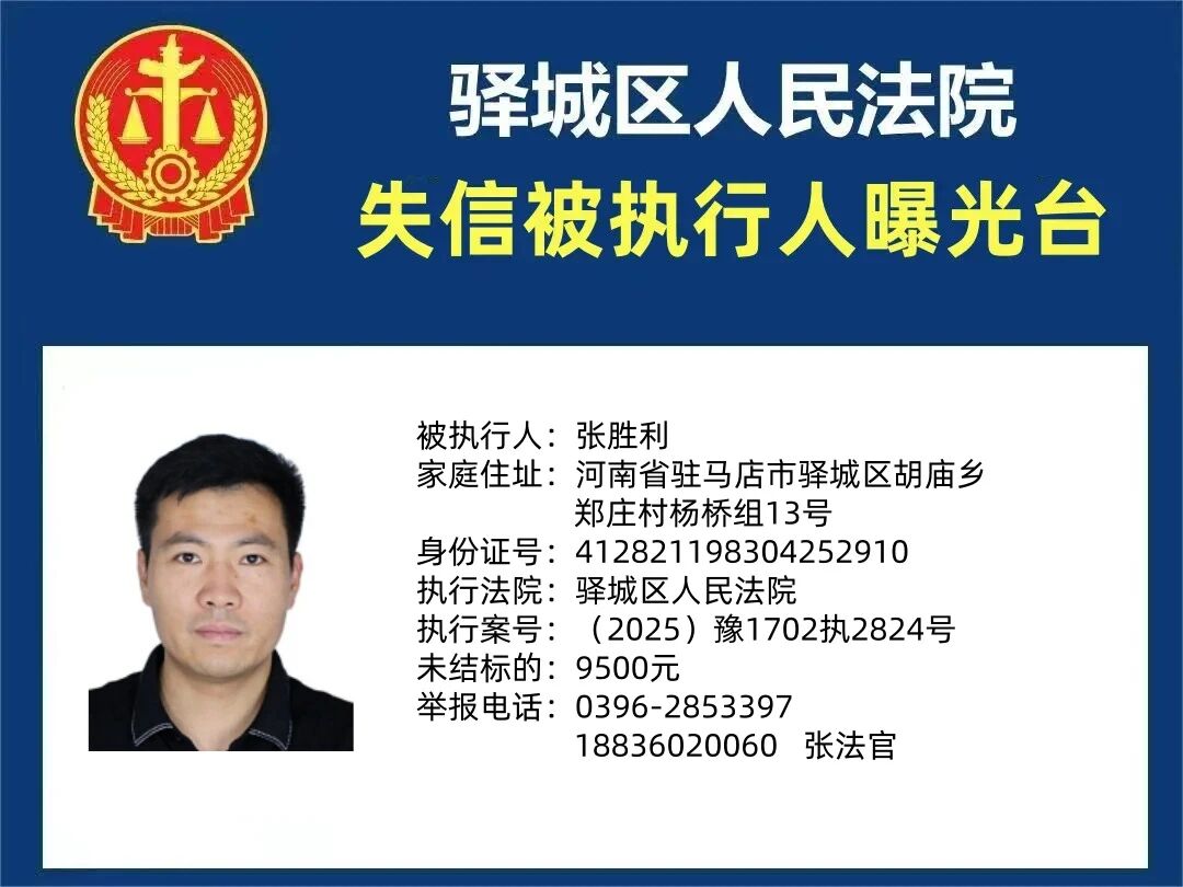驿城区人民法院2025年“失信”被执行人曝光台第三期