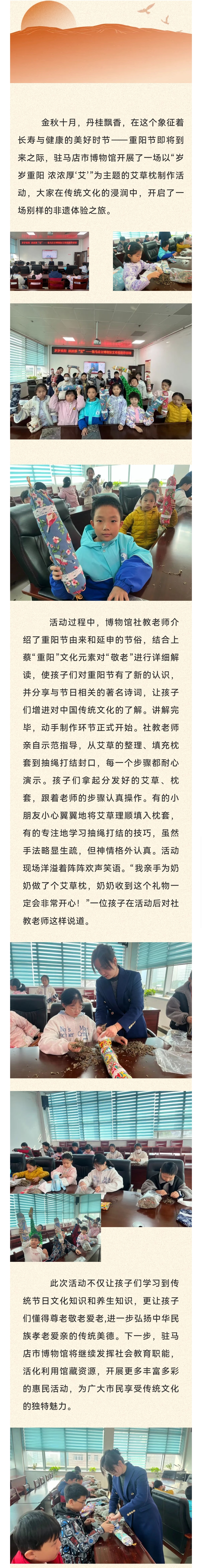驻马店市博物馆“岁岁重阳 浓浓厚‘艾’” 艾草枕制作活动成功举办