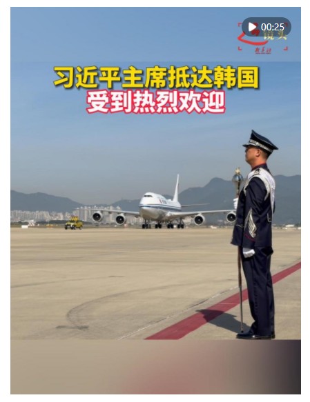近镜头｜习近平抵达韩国受到热烈欢迎