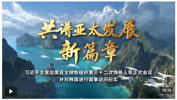 时政纪录片丨共谱亚太发展新篇章——习近平主席出席亚太经合组织第三十二次领导人非正式会议并对韩国进行国事访问纪实
