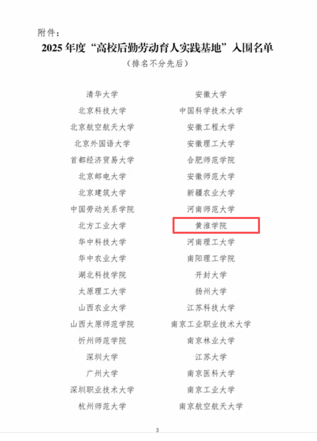 黄淮学院获评全国高校后勤劳动育人实践基地