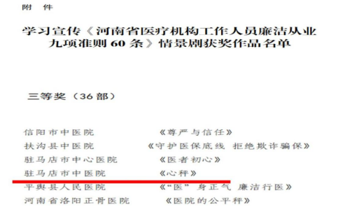 以剧化人 以廉润心 ——驻马店市中医院情景剧《心秤》喜获省级三等奖
