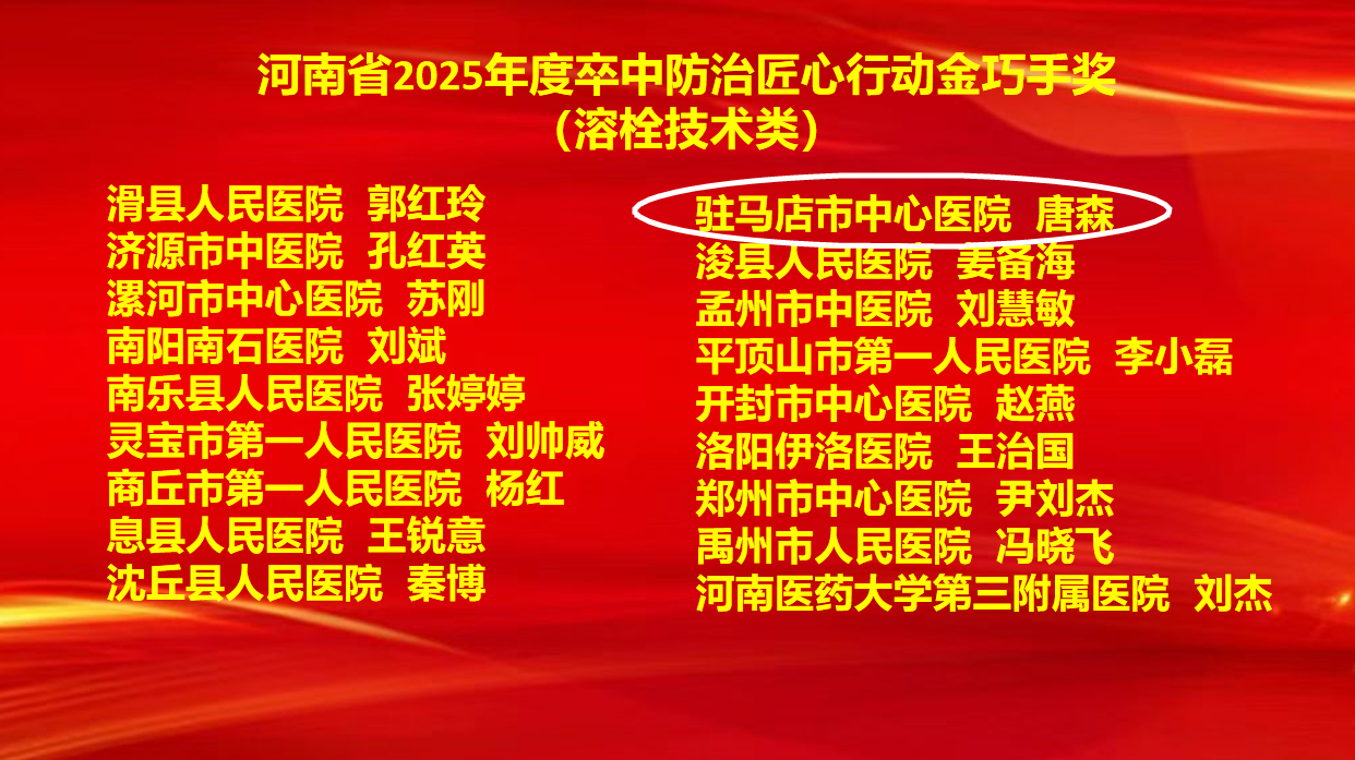 6项集体奖+7项个人奖！驻马店市中心医院卒中防治工作再创佳绩