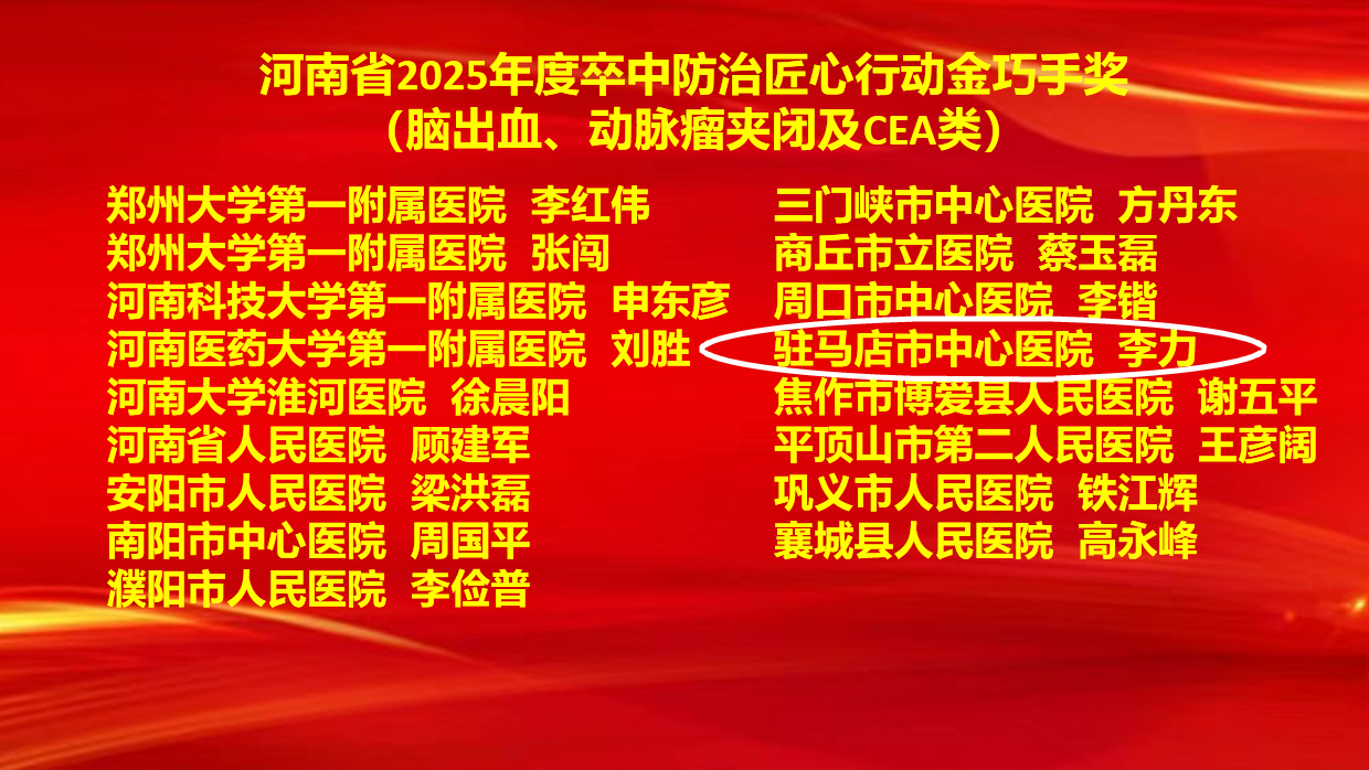 6项集体奖+7项个人奖！驻马店市中心医院卒中防治工作再创佳绩
