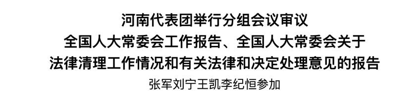 河南代表团举行分组会议审议全国人大常委会工作报告、全国人大常委会关于法律清理工作情况和有关法律和决定处理意见的报告